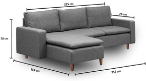 Сив ъглов диван (ляв ъгъл) Lungo – Balcab Home