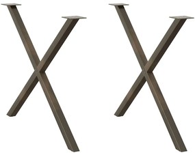 4012927 vidaXL Крака за трапезна маса, X-образни, 2 бр., естествена стомана, 90 x (72-73) см, стомана