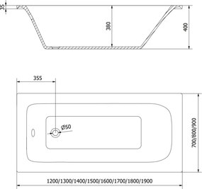 Mexen Vega правоъгълна вана 160 x 70 см с облицовка, бяла - 55011607000X