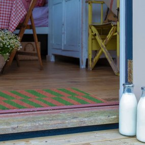 Изтривалка от кокосови влакна 40x60 cm Pink &amp; Green Half Stripes – Artsy Doormats