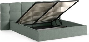Двойно легло 200x200 cm тапицирано с място за съхранение с включена подматрачна рамка в цвят мента Eric – Micadoni