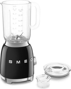 Блендер Smeg BLF03BLEU, 800W, 1.5 л, 18000 об/мин, 4 програми, 4 скорости + Пулс, Неръждаема стомана, Черен