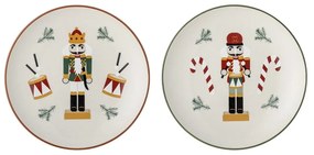 Кремави десертни глинени чинии в комплект от 2 бр. с коледни мотиви ø 16 cm Jolly – Bloomingville