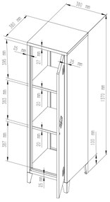 Единично шкафче Kurikka 137x38x38 см черно []