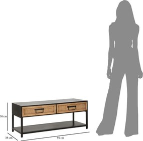 Черна/естествена метална маса за телевизор 95x38x38 cm Hanoi – Mauro Ferretti