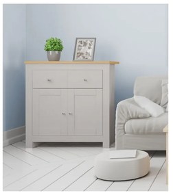 Нисък скрин с чекмеджета от дъб в сив/естествен цвят 79x81 cm Emerald - Støraa