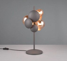 Настолна лампа със стъклен абажур в сиво-златисто (височина 50 cm) Bubble - Trio Select