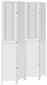 358724 vidaXL Разделител за стая, 4 панела, бял, дърво пауловния масив