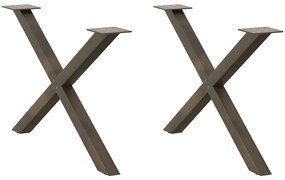 4012907 vidaXL Крака за масичка за кафе, X-образни, 2 бр., естествена стомана, 70 x (42-43) см, стомана