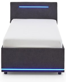 Тъмносиво тапицирано детско легло 90x200 cm с място за съхранение с включена подматрачна рамка Circle – Meise Möbel