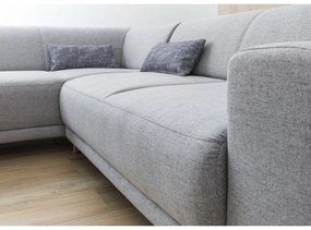 Светлосив разтегателен/с място за съхранение ъглов диван (ляв ъгъл/L форма) Classy Sophie – Miuform