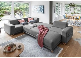 Сив разтегателен/с място за съхранение ъглов диван (ляв ъгъл/U форма) Classy Sophie – Miuform