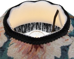 Подова лампа черна с флорален абажур и бял интериор 45 см - Classico