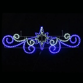 Орнамент със звезди, 396 бели и сини LED лампички, контролер