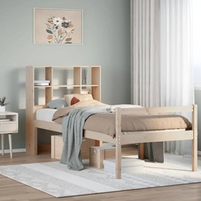 3322010 vidaXL Легло с рафтове за книги, без матрак, 90x200 см, бор масив