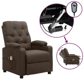 3098855 vidaXL Електрически масажен стол, кафяв, текстил