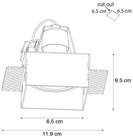 Комплект от 6 вградени прожектора черни GU10 50mm без рамка - Oneon