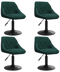 3088794 vidaXL Въртящи се трапезни столове, 4 бр, тъмнозелени, кадифе