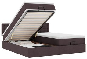 3312032 vidaXL Османска легло с матраци, тъмнокафяво, 160x200 см, плат