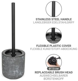 Сива керамична четка за тоалетна Sacile – Wenko