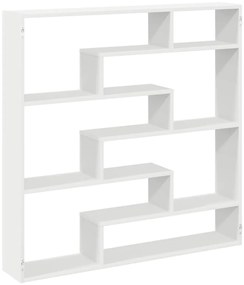 860022 vidaXL Стенен рафт за кубчета 7 отделения Бяло инженерно дърво