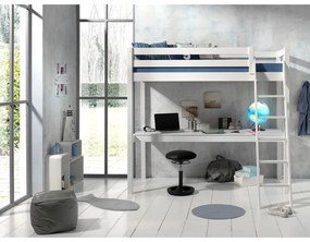 Бяло повдигнато детско легло от масивен бор 140x200 cm PINO – Vipack