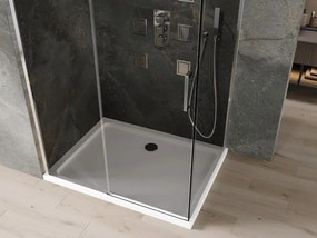 Mexen Omega раздвижна душ кабина 100 x 90 см, графит, хром + тава Flat, бяла