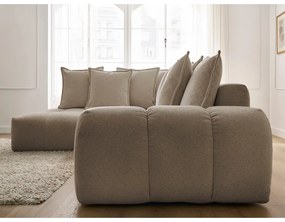 Кафяво-сив шенилов сгъваем/с място за съхранение ъглов диван (ляв ъгъл/L форма) Everest – Bobochic Paris