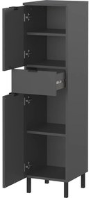 Антрацитен висок тесен шкаф за баня 30x120 cm Arcena – Germania