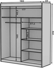 Гардероб Zaist 180 плъзгащ се-Leuko