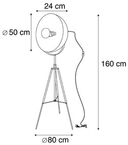 Индустриална интелигентна подова лампа черна триножник с WiFi A60 - Magna 50 Eglip
