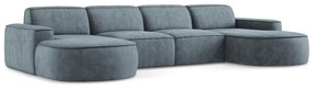 Сиво-син шенилов ъглов диван (U форма) Omao – Makamii