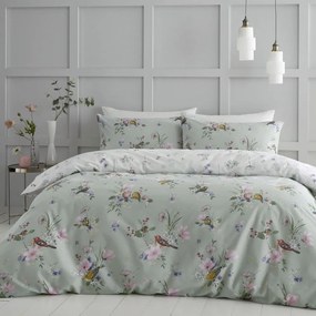 Светлозелено спално бельо за двойно легло 200x200 cm Songbird - Catherine Lansfield