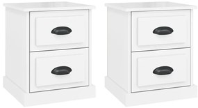 816149 vidaXL Нощни шкафчета, 2 бр, бял гланц, 39x39x47,5 см, инженерно дърво