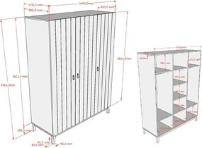 Бежов детски гардероб 149x196x58 cm Sezane – Vipack