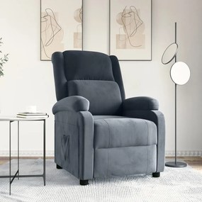 342400 vidaXL Реклайнер стол, тъмносив, кадифе