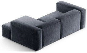 Сиво-син ъглов диван от рипсено кадифе (десен ъгъл) Bergano – Cosmopolitan Design