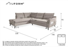 Ъглов разтегателен диван от тюркоазено кадифе L, ляв ъгъл Stylish Stan - Miuform