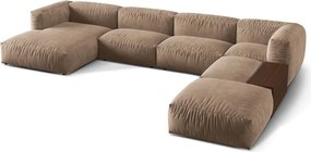 Светлокафяв кадифен модулен ъглов диван (десен ъгъл/U форма) Martina – Micadoni