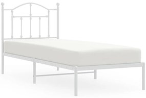 353481 vidaXL Метална рамка за легло с горна табла, бяла, 90x200 см