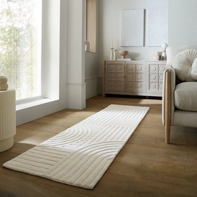 Ръчно изработена вълнена пътека в цвят слонова кост 60x230 cm Zen Garden – Flair Rugs