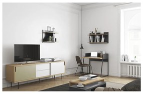 Черно работно бюро с детайли от дъбова дървесина Volga - TemaHome