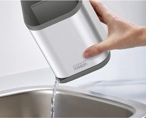 Тавичка за оттичане за прибори от неръждаема стомана в блестящо сребрист цвят 11x11,5 cm Duo Steel – Joseph Joseph