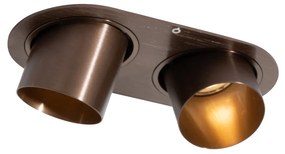 Вграден LED прожектор с кръгла форма тъмно бронзов GU10 50mm 2-светлинен - Installa