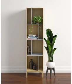 Сив шкаф за книги в дъб 45x185 cm AbbeyWood - Woodman