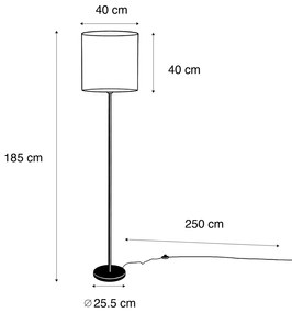 Подова Лампа Черна с Кадифена Абажура Бронз 40см - Simplo
