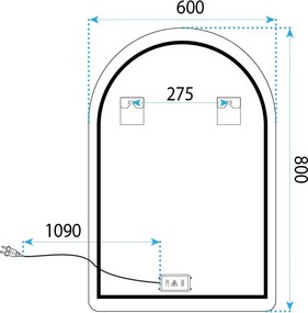 Огледало LED 90x60cm TOP-1