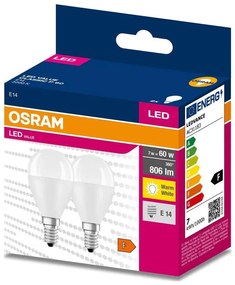 К-кт 2x LED Крушка P45 E14/7W/230V 3000K - Osram