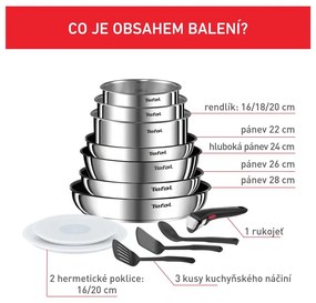 Комплект съдове 13 бр. от неръждаема стомана INGENIO Emotion L897DS04 – Tefal