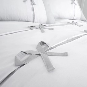 Бяло и сиво спално бельо , 135 x 200 cm Milo Bow - Catherine Lansfield